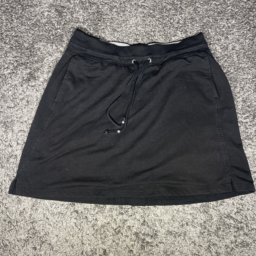 Green Tea Women's Skirt‎ with Built-In Shorts, Mid-Waist, Size L, Black Pockets